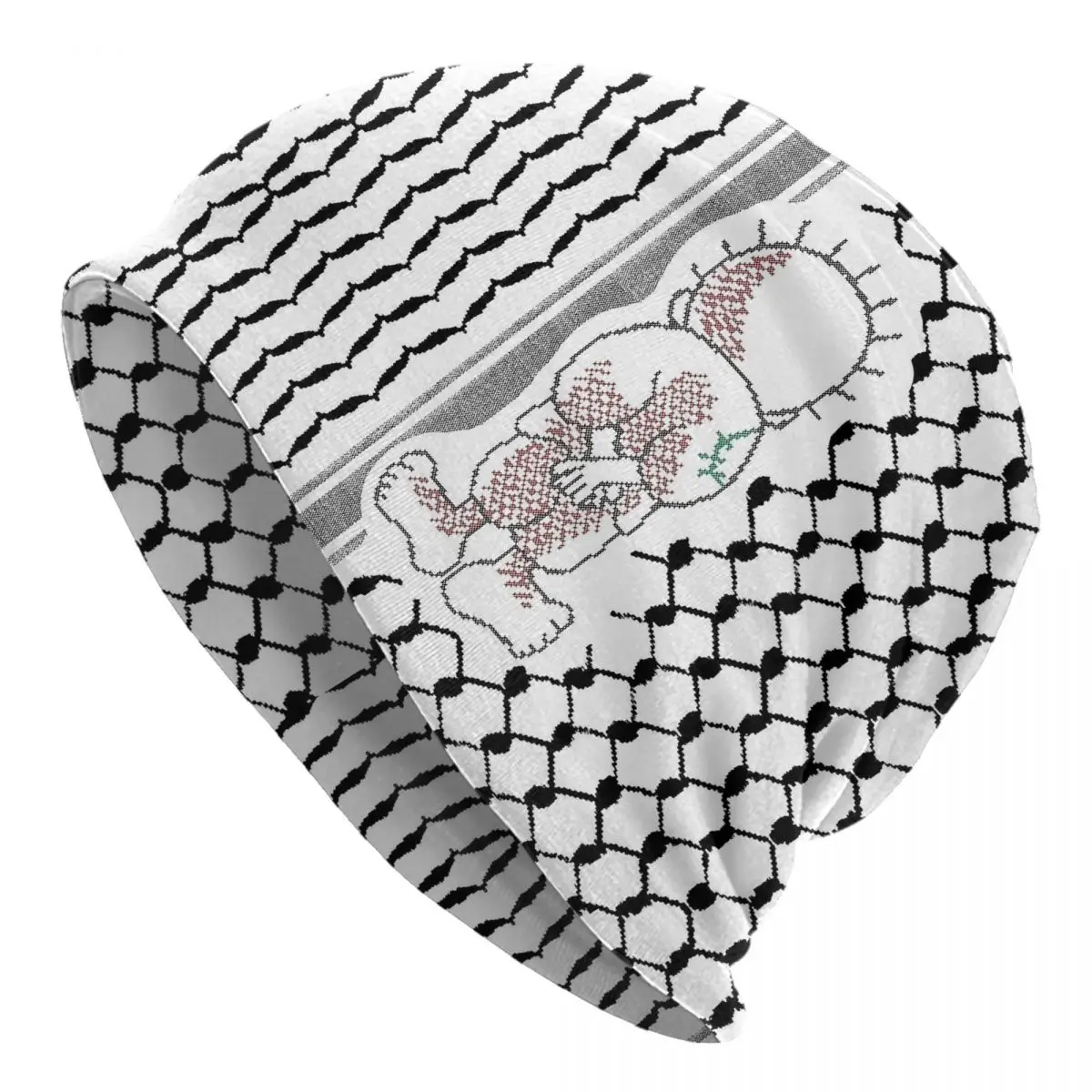 

Palestinian Handalah Tatreez Kufiya Bonnet Hats Street Skullies Beanies Hat Palestine Arabic for Men Women Thermal Elastic Cap