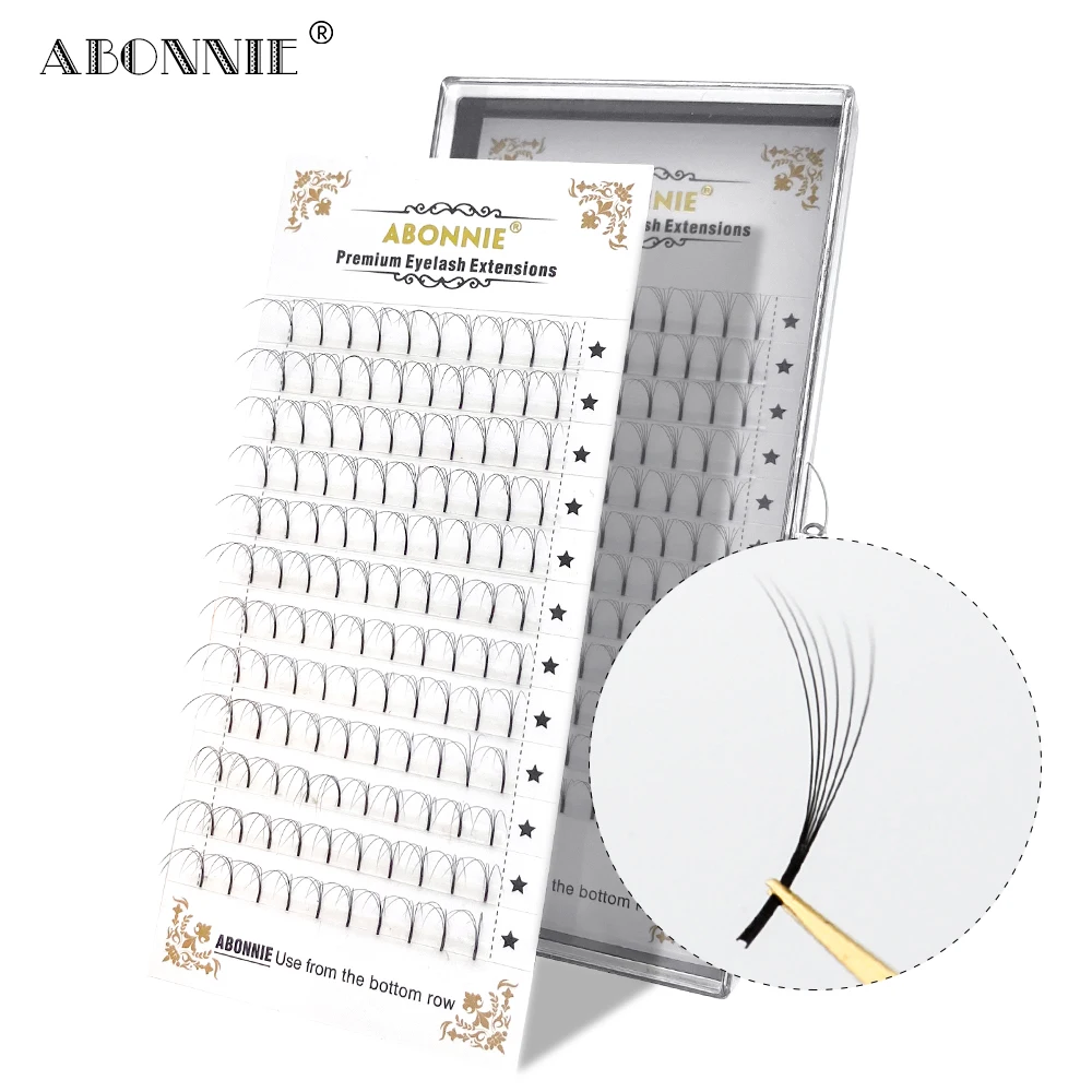 

ABONNIE 12 Lines Premade Volume Fans 007/010 D Curl Lash Russian Volume Eyelash Extensions Pre made Lash Extension Faux Mink