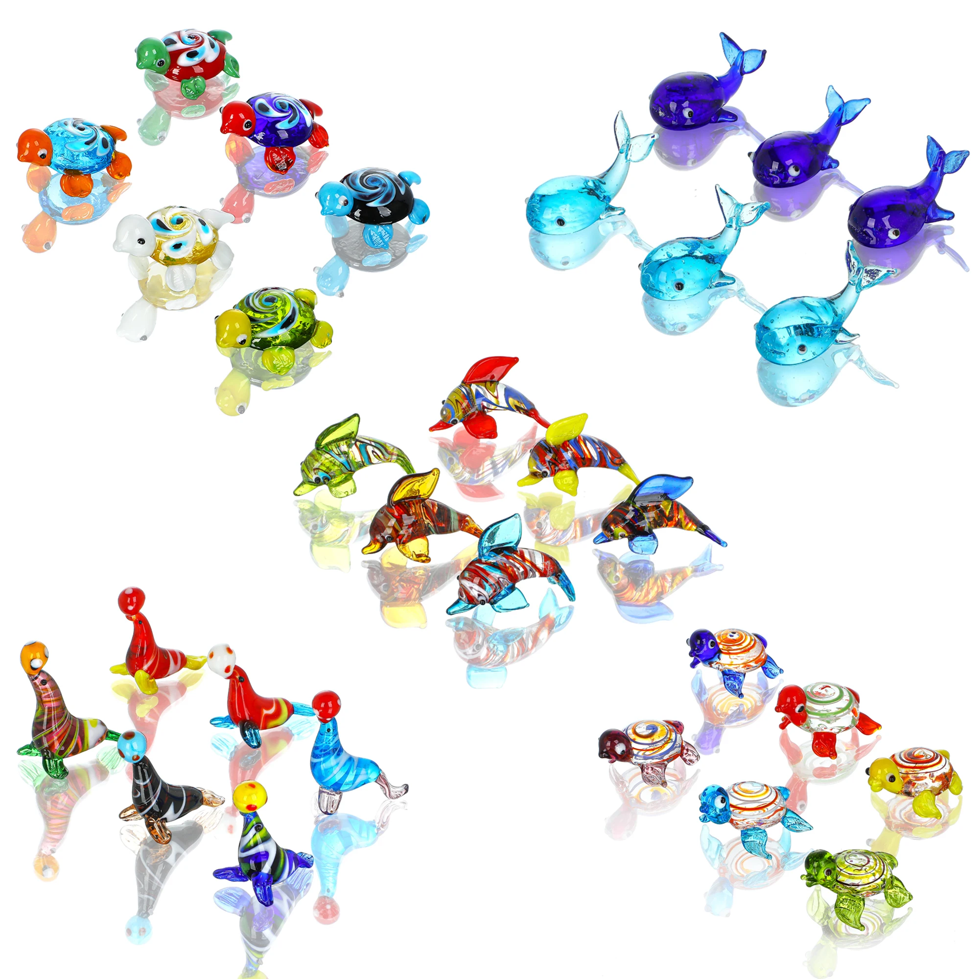 H&D 6pcs Mini Blown Glass Figurines Handmade Sea Animals Collectibles Art Glass Tabletop Ornament Decorative
H&D 6pcs Mini Blown Glass Figurines Handmade Sea Animals Collectibles Art Glass Tabletop Ornament Decorative