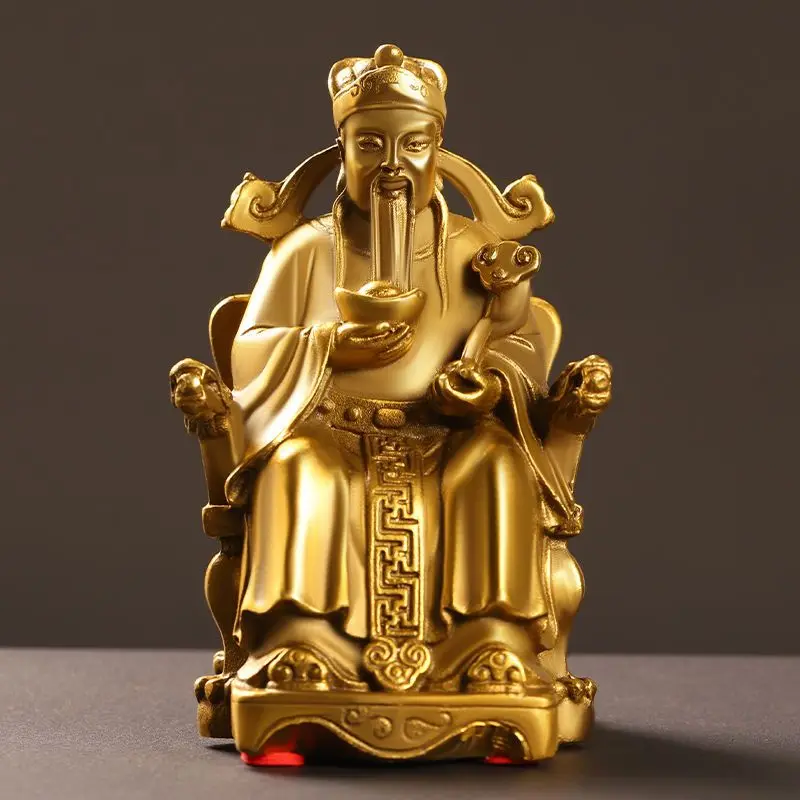 

Zhaocai Wealth Attract God of Wealth Ornament All Copper Holder Ruyi Holding Ingot Home Office Decoration Chinese Style