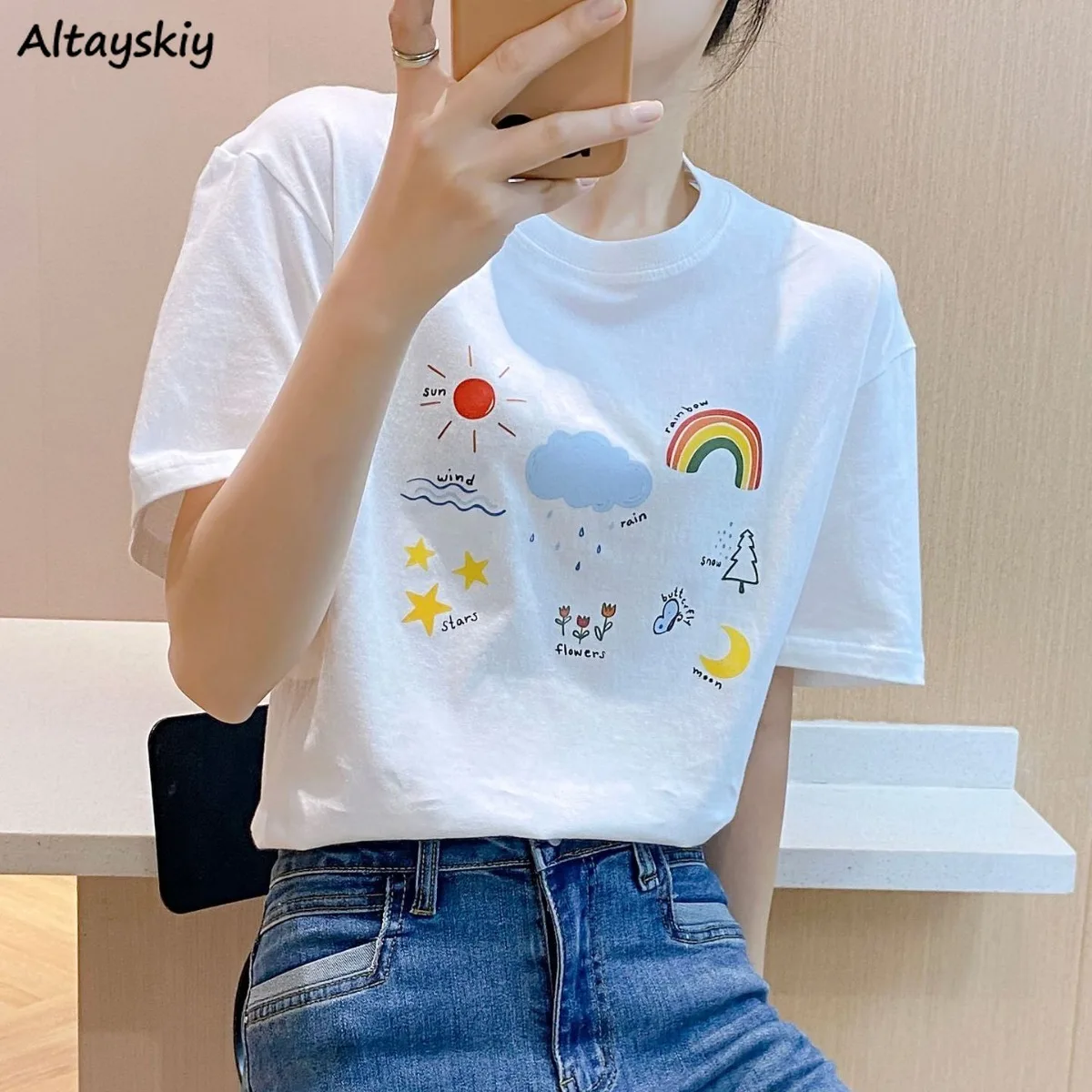 T-shirts Women Short Sleeve O-neck Loose Basics Graffiti Printed Korean Style Leisure Summer Cotton Breathable Soft Cozy Tops
T-shirts Women Short Sleeve O-neck Loose Basics Graffiti Printed Korean Style Leisure Summer Cotton Breathable Soft Cozy Tops
