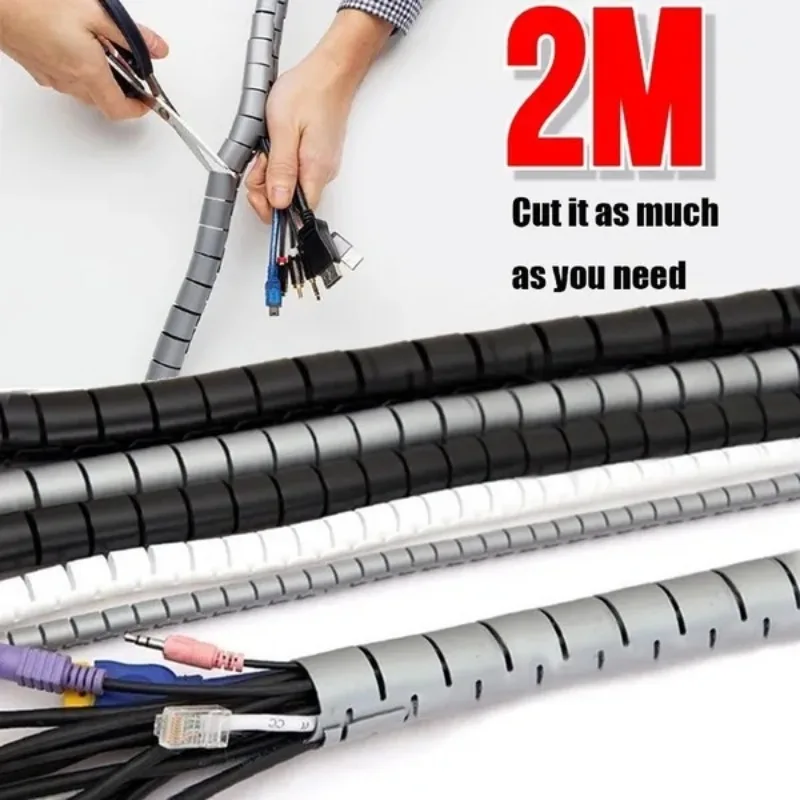 

8/10/16/28mm Spiral Winding Cable Management Pipe Wire Wrap Line Coiled Tube Flexible Cord Covered Protective Sleeve Hose 2m