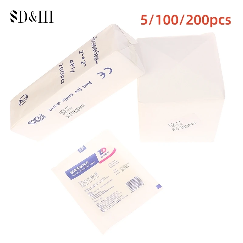 

5/100/200pcs White Non-woven Lint-Free Cotton Paper Wipes Makeup Tools NonWoven Gauze Sponge Used For Wound Care