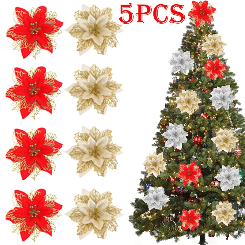 5PCS Glitter Artifical Christmas Flowers Christmas Tree Decorations for Home Fake Flowers Xmas Ornaments 2023 New Year Decor
5PCS Glitter Artifical Christmas Flowers Christmas Tree Decorations for Home Fake Flowers Xmas Ornaments 2023 New Year Decor