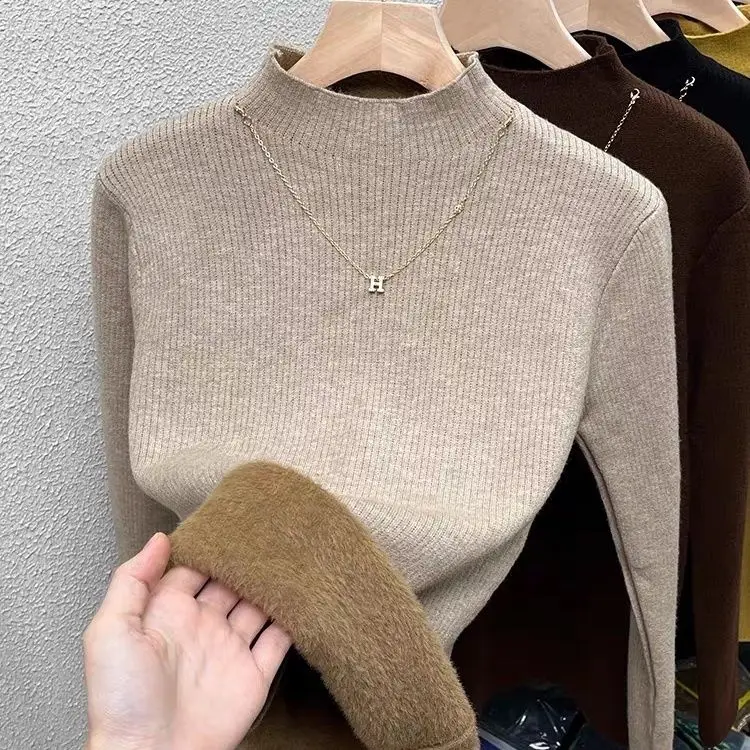 Slimming Knitted Sweater Women Autumn Winter Casual Mock Neck Pullover Female Fashion Elegant Solid Color Jumper Sweaters G171
Slimming Knitted Sweater Women Autumn Winter Casual Mock Neck Pullover Female Fashion Elegant Solid Color Jumper Sweaters G171