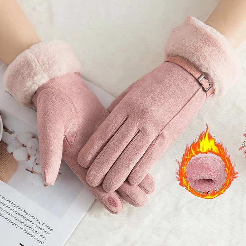 

Winter Women Gloves Hand Warmer Thermal Fleece Lined Full Finger Ladies Mitten Touchscreen Waterproof Bike Cycling Glove