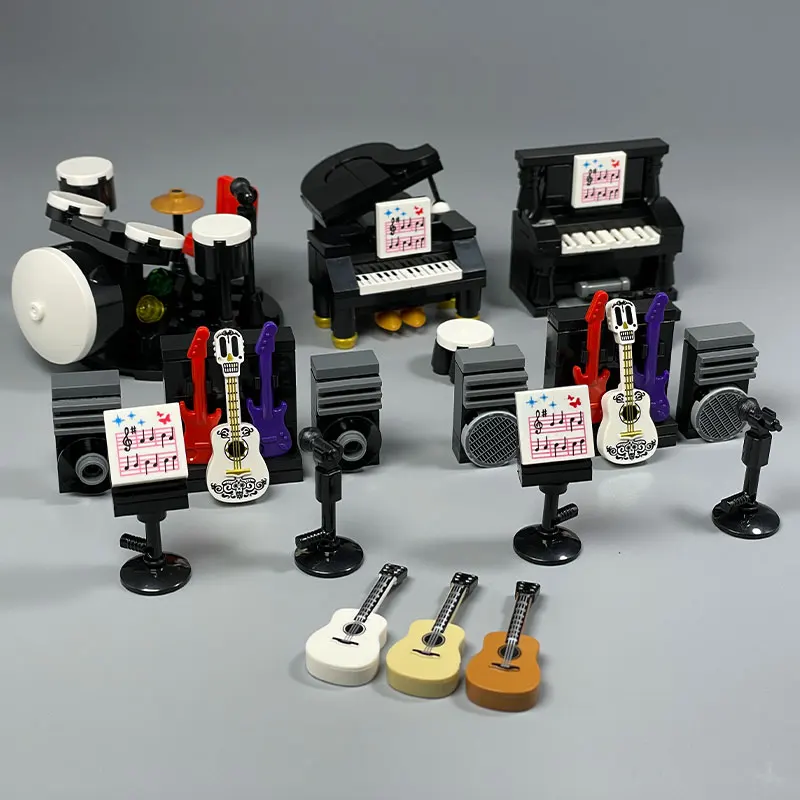 City Musical Instrument Building Blocks Street View Piano Rack Drum Guitar Bass Song Stage Scene MOC Printed Brick Education Toy
City Musical Instrument Building Blocks Street View Piano Rack Drum Guitar Bass Song Stage Scene MOC Printed Brick Education Toy