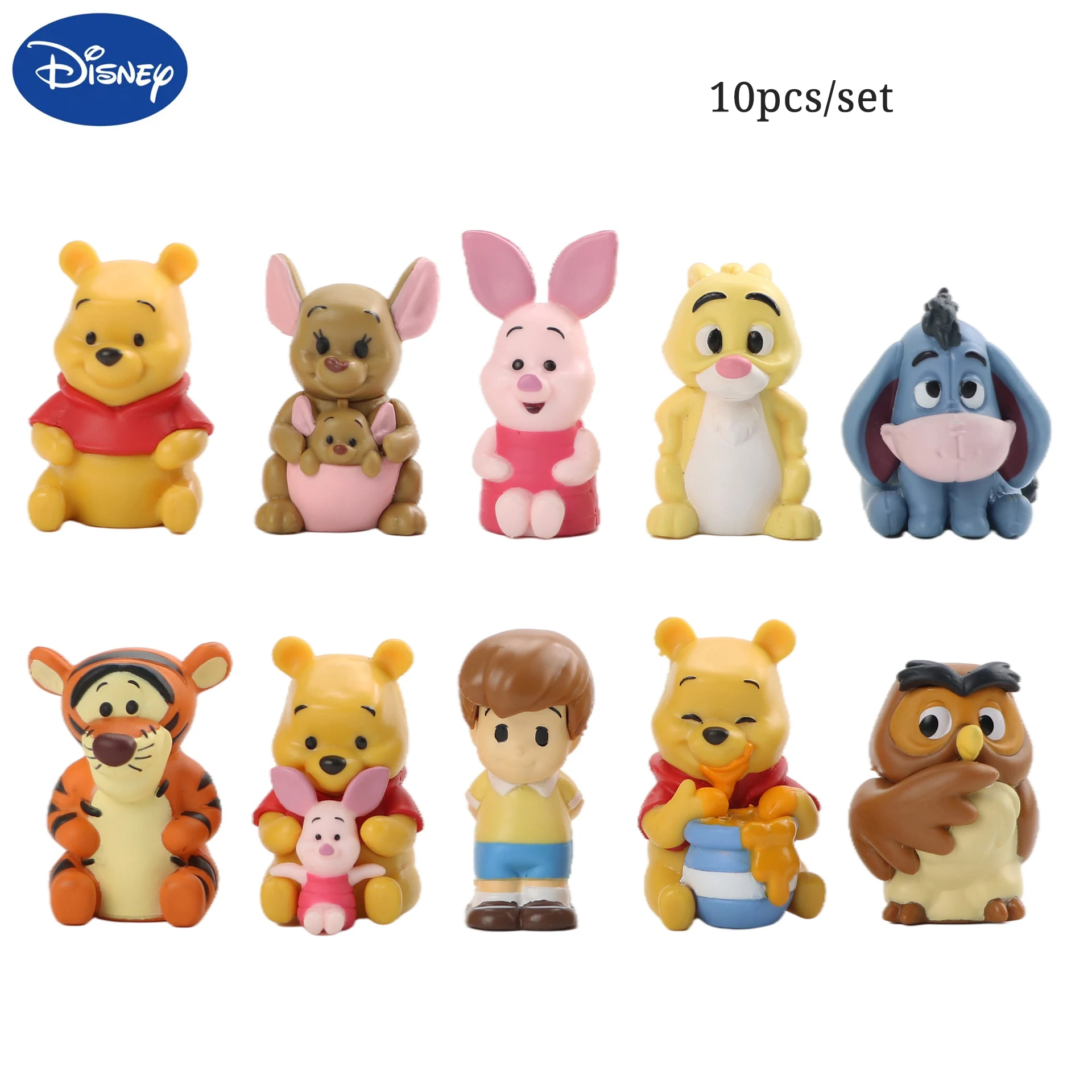 

10Pcs/Set Disney Anime Figure Winnie The Pooh Tigger Eeyore Owl Piglet Birthday Girl Boys Collectible Figurines Cake Decoration