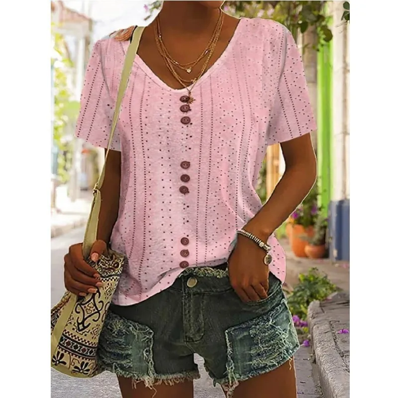 Women Summer Hollow out Tops Sexy Solid Color V Neck Hollow T Shirt High Street Wear 2023 New Fashion
Women Summer Hollow out Tops Sexy Solid Color V Neck Hollow T Shirt High Street Wear 2023 New Fashion