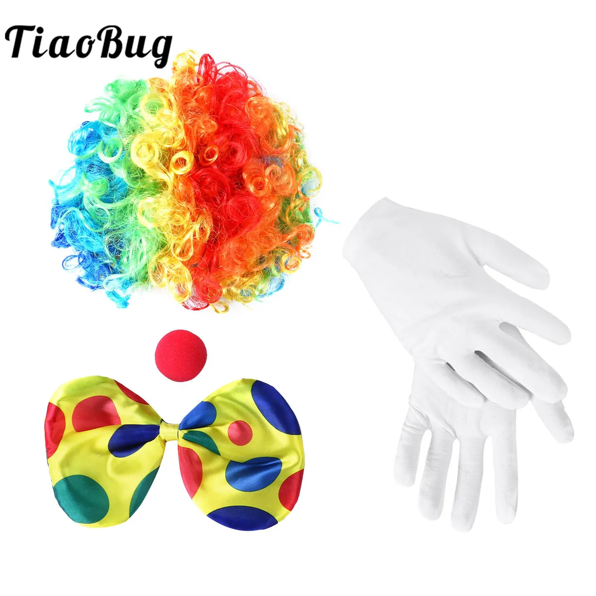 Clown Costume Set Rainbow Circus Wig Sponge Nose Dots Bow Tie Glove Set Halloween Christmas Parties Carnivals Cosplay Props
Clown Costume Set Rainbow Circus Wig Sponge Nose Dots Bow Tie Glove Set Halloween Christmas Parties Carnivals Cosplay Props