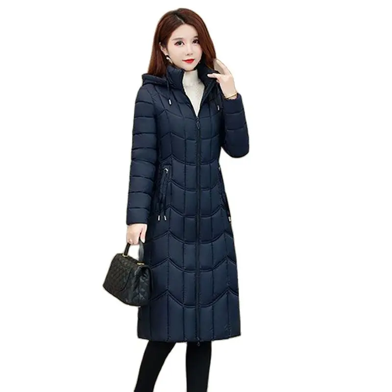 

Off-season Sale Of Down Cotton-padded Jacket Feminin Long Slim Over-the-knee Thin Cotton-padded Coat Winter Hooded Warm Coat Tid