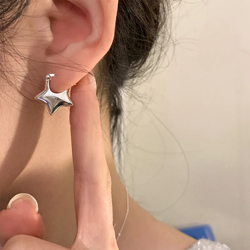 

925 Sterling Silver Exquisite Simpe Star Earrings for Women Girls Earring Jewelry Prevent Allergy Party Daily Accessories Gift