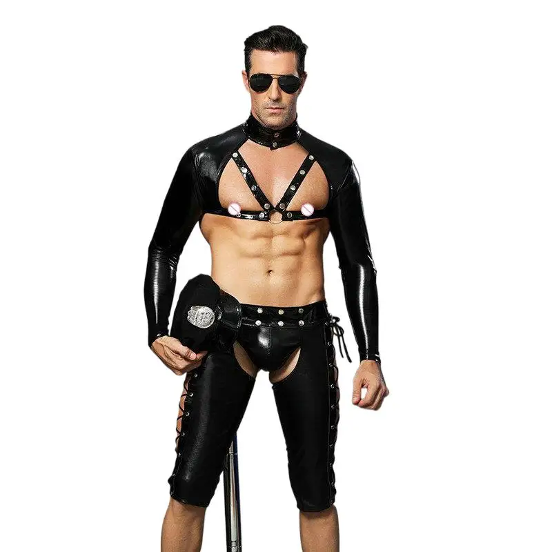Hot Erotic Bar Nightclub Role Costume Men Sexy Police uniform Halloween Cosplay Costume fancy cops dress faux leather Sexy suit
Hot Erotic Bar Nightclub Role Costume Men Sexy Police uniform Halloween Cosplay Costume fancy cops dress faux leather Sexy suit