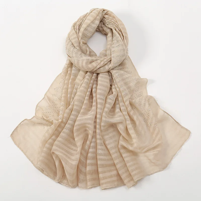 New Big Size Stripe Scarf Hijabs for Woman Solid Color Scarves Drilling Luxury Woman Shawls Turbans for Women Headscarf Bandana
New Big Size Stripe Scarf Hijabs for Woman Solid Color Scarves Drilling Luxury Woman Shawls Turbans for Women Headscarf Bandana