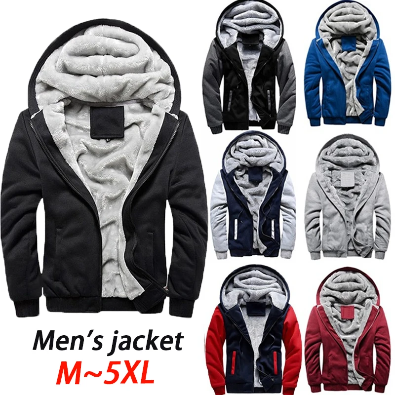 

Winter plush warm hooded jacket outdoor camouflage color blocking long sleeved jacket men's fleece hooded sports jacket