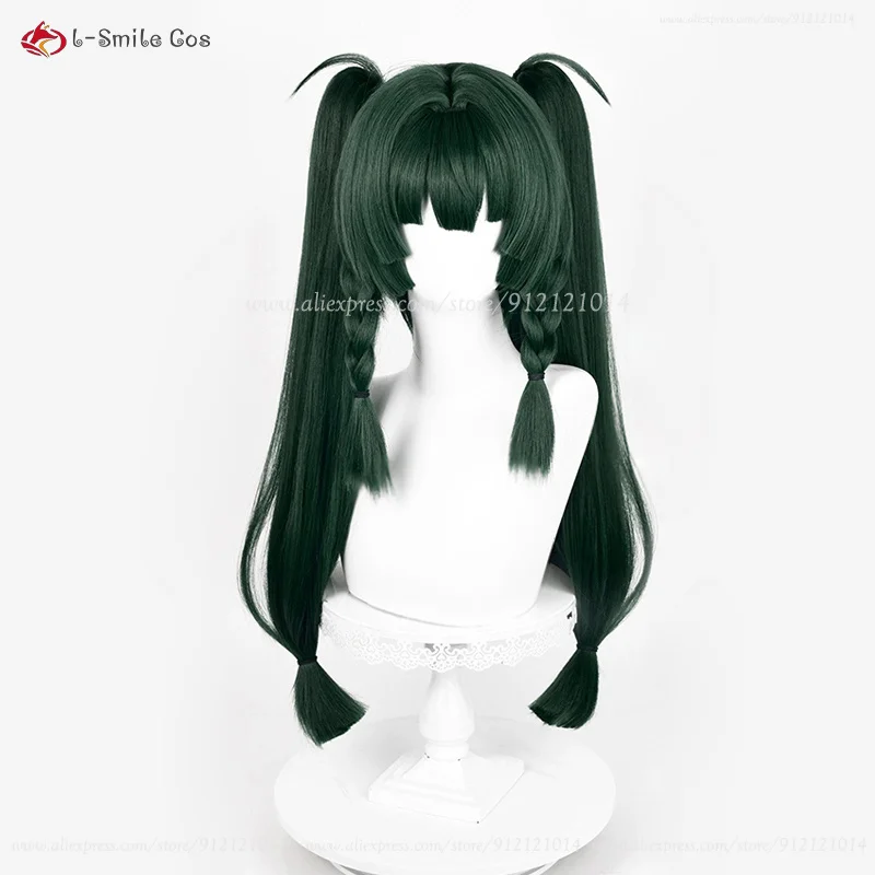 Qing Yi Cosplay Perücke 62cm Dunkelgrün Doppelzopf Hitzebeständig Halloween Anime 24 Qing Yi Cosplay Perücke 62cm Dunkelgrün Doppelzopf Hitzebeständig Halloween Anime 13