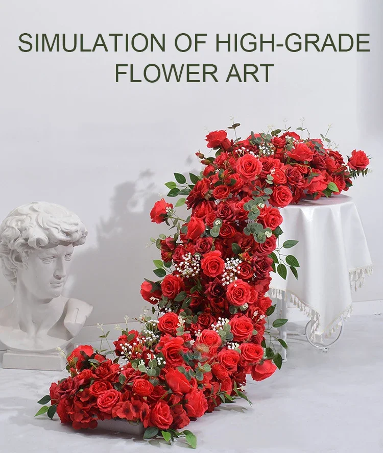 Artificial Flowers Runners Outdoor Wedding Decoration Dinning Table Centerpieces Road Lead Fake Flower Row Party Home Decor Artificial Flowers Runners Outdoor Wedding Decoration Dinning Table Centerpieces Road Lead Fake Flower Row Party Home Decor