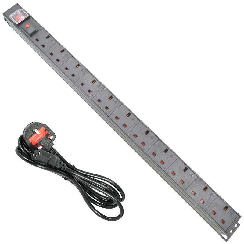 PDU Power Strip Socket 11 way UK Standard aluminium alloy Outlets C13 Interface 13A overload protection
PDU Power Strip Socket 11 way UK Standard aluminium alloy Outlets C13 Interface 13A overload protection