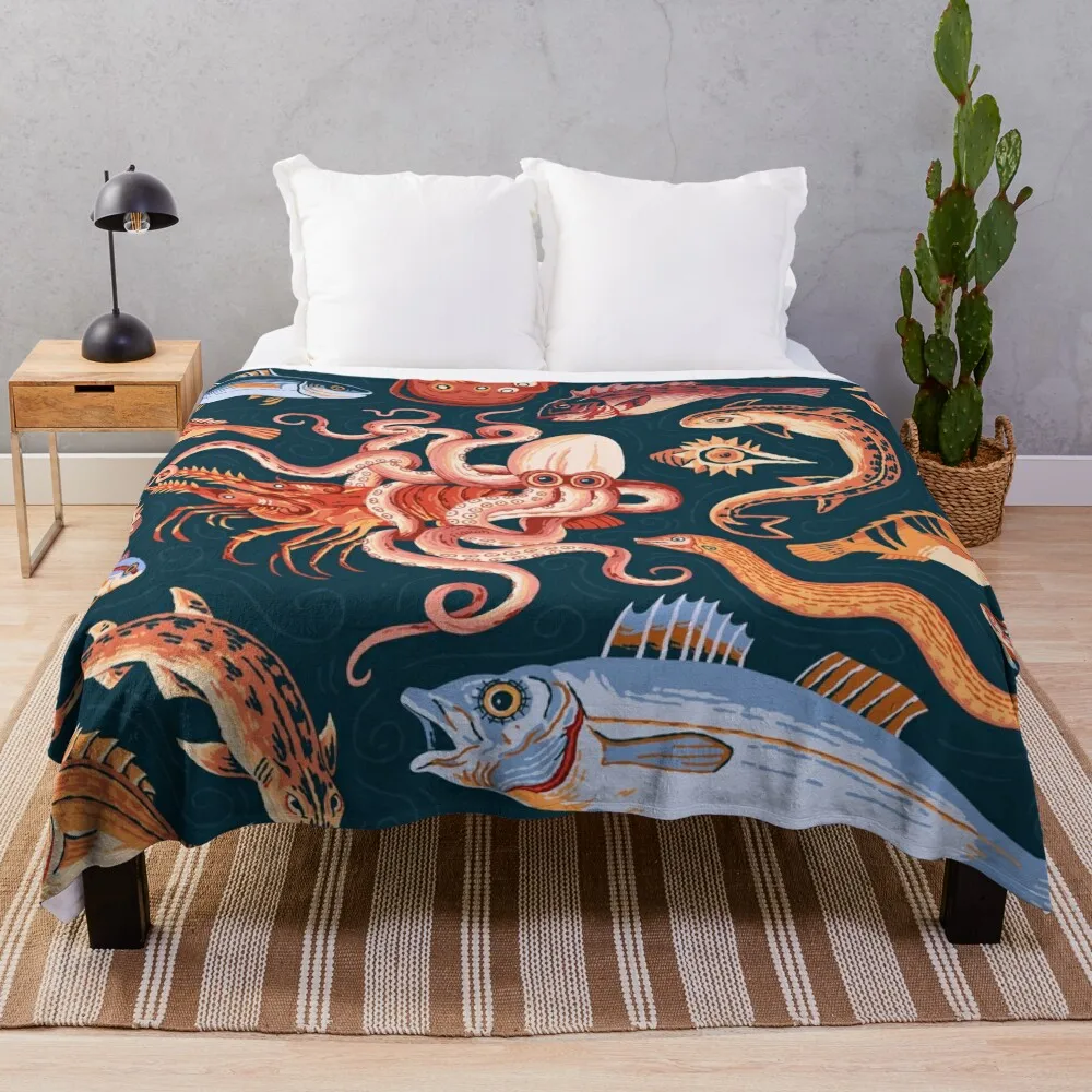 

Pompeii Marine Mosaic Throw Blanket Summer Beddings Extra Large Throw Decorative Sofa funny gift Blankets