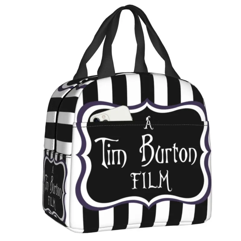 

A Tim Burton Film Thermal Insulated Lunch Bag Beetlejuice Movie Portable Lunch Box for Women School Work Picnic Food Tote Bags