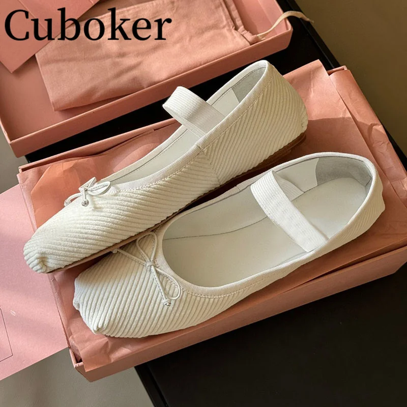 

2024 Spring Corduroy Loafers Shoes Ballet shoes Women's Flat Shoes Women Causal Flats Doug Shoes Spring Walking Out Ladies Shoes