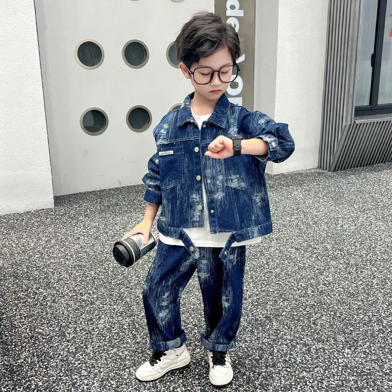 

Boys Denim Clothes Sets Spring Autumn 2024 Children Coats Jacket Pants 2pcs Tracksuits For Baby Jeans Suit Kids Outfits Toddler