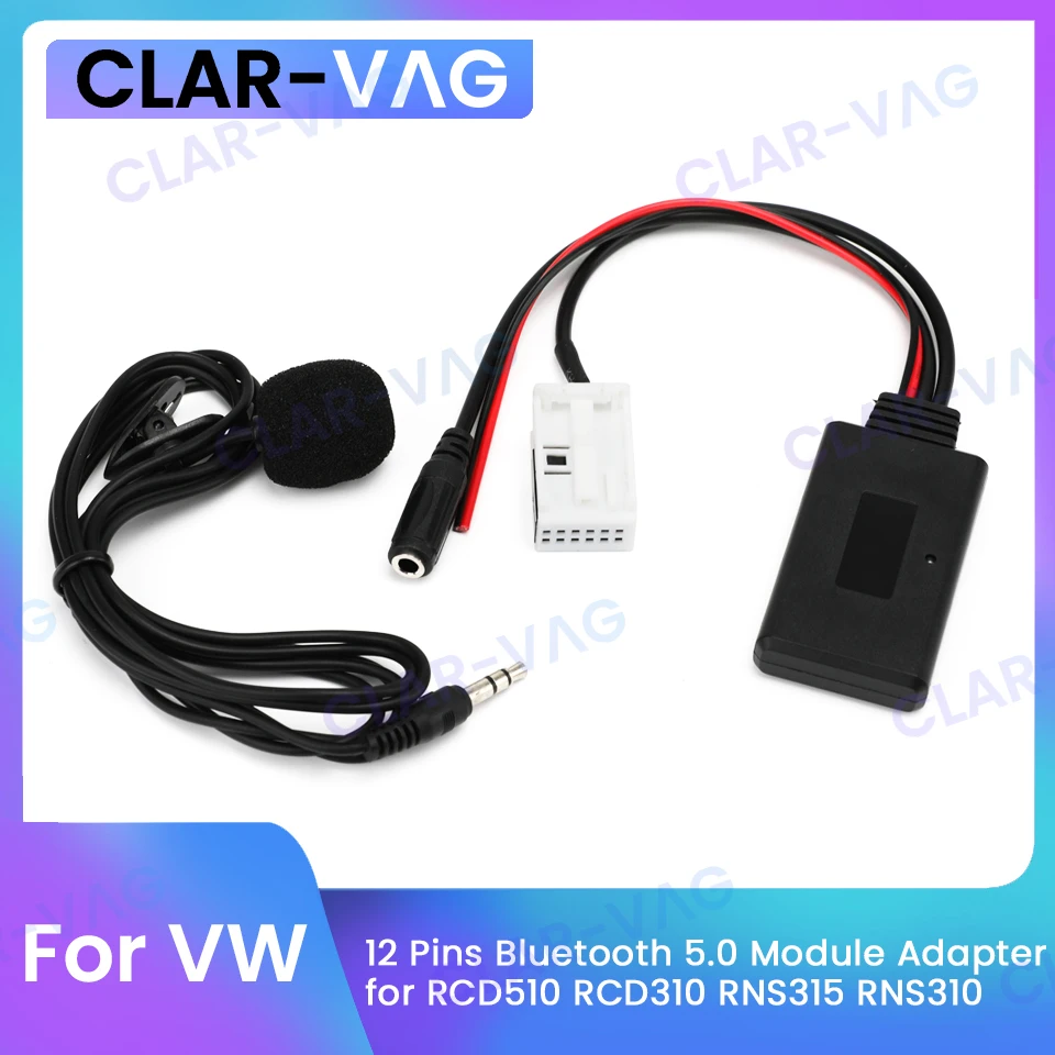 

Bluetooth 5.0 Module Receiver Adapter Radio Stereo AUX Cable Adapter for VW RCD510 RCD310 RNS315 RNS310 MFD2 12-Pin Plug