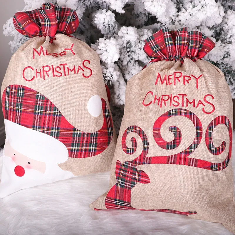 

Santa Claus Deer Christmas Sack Gift Bag Drawstring Ribbon Drawstring Candy Bag Christmas Decoration Apple Bag Home Accessories