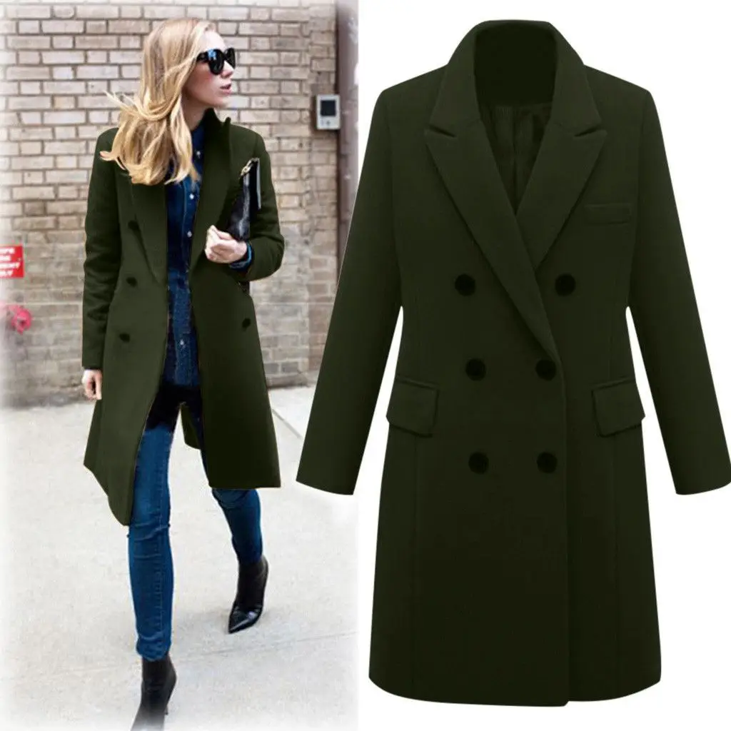 Double Breasted Women's Woolen Jacket Autumn Winter Long Windbreaker Slim Fit Coat
Double Breasted Women's Woolen Jacket Autumn Winter Long Windbreaker Slim Fit Coat
