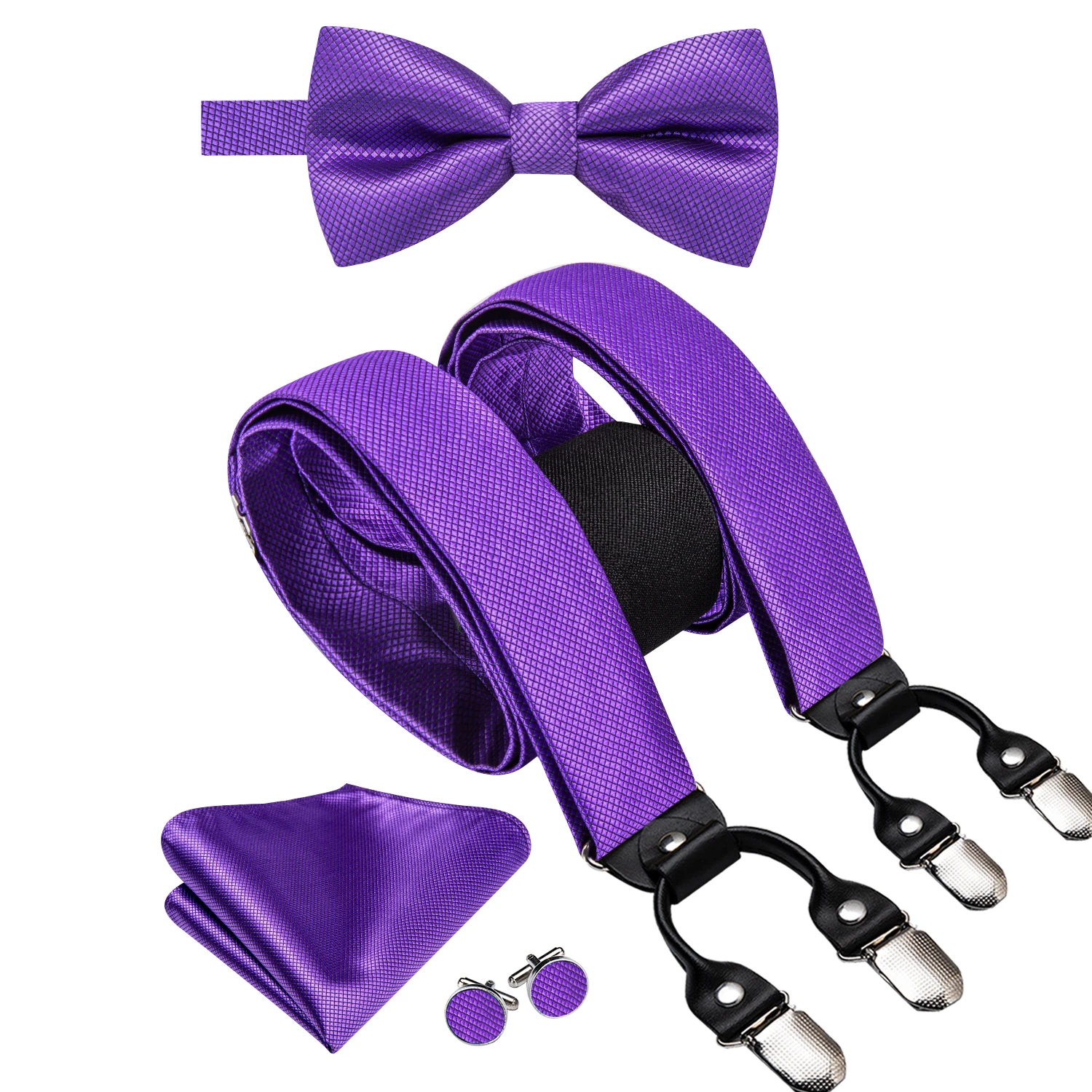 

Hi-Tie солидный фиолетовый Шелковый мужской подтяжки и бабочка Hanky запонки Регулируемый зажим на скобе для мужчин Свадебная деловая Вечеринка оптовая продажа