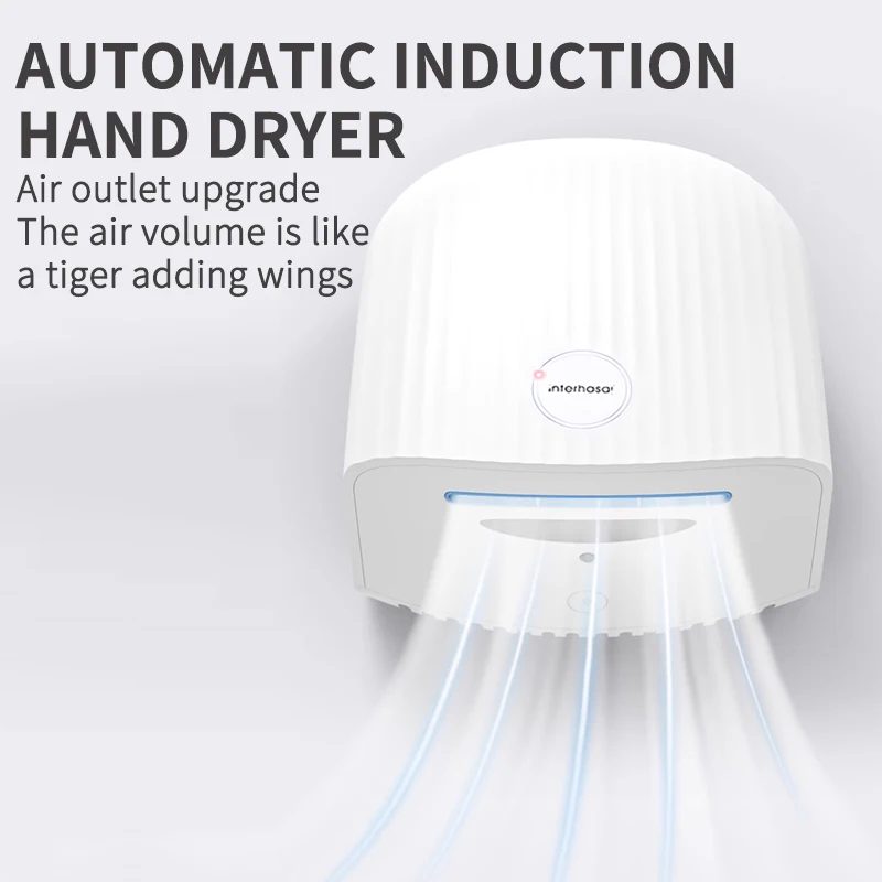 

New Automatic Hand Dryer Hot Cold High Speed Wind Wall Induction Hand Dryers 1200W for Commercial Bathroom Toilet