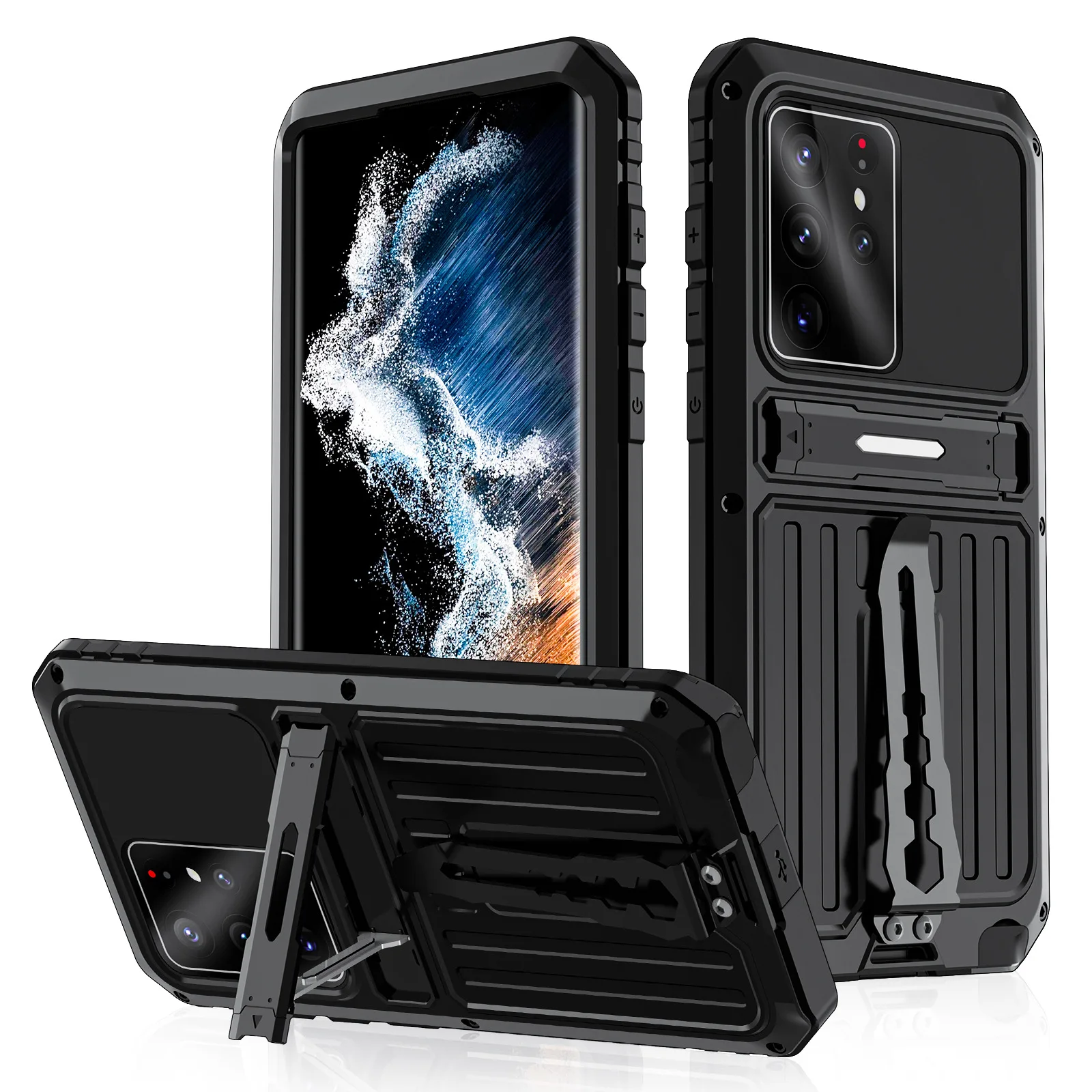 

New Heavy Duty Armor Protection For Samsung S22 S21 Fe Plus Kickstand Fully Wrapped Silicagel Shockproof CASE Cover