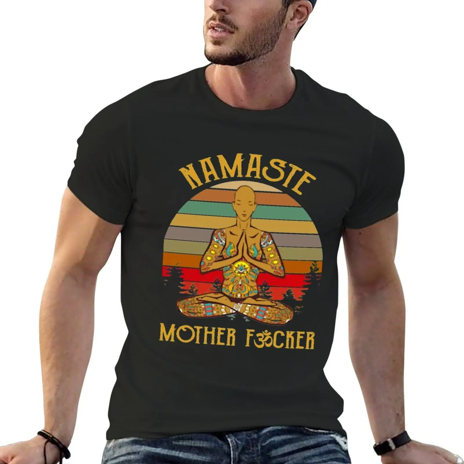 

New Namaste Motherfcker Yoga Vintage Funny T-Shirt Vintage Boy Hippie Yoga Namaste Mother Fcker Vintage T-Shirt
