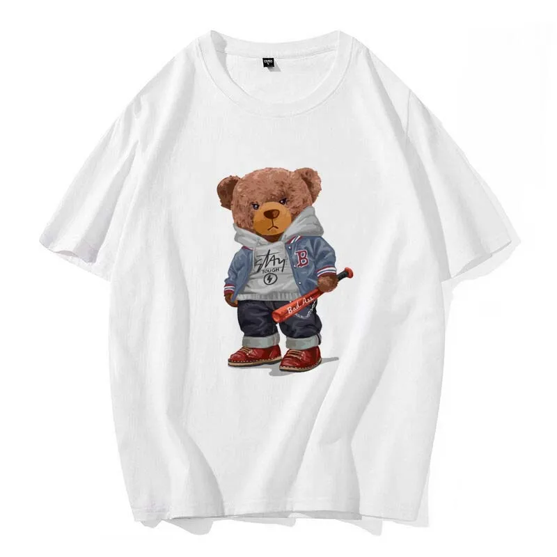 Мужская модная одежда с принтом милого медведя из мультфильма, белая футболка, Повседневная модная женская футболка в повседневном стиле
Мужская модная одежда с принтом милого медведя из мультфильма, белая футболка, Повседневная модная женская футболка в повседневном стиле