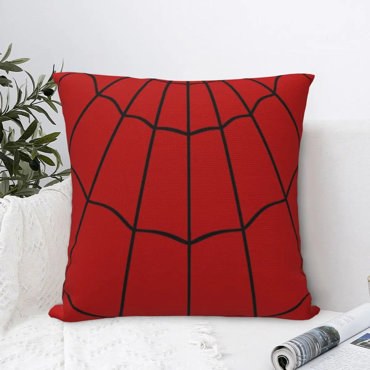 

Spider Web - Red Square Pillowcase Polyester Pillow Cover Velvet Cushion Zip Decorative Comfort Throw Pillow For Home Car