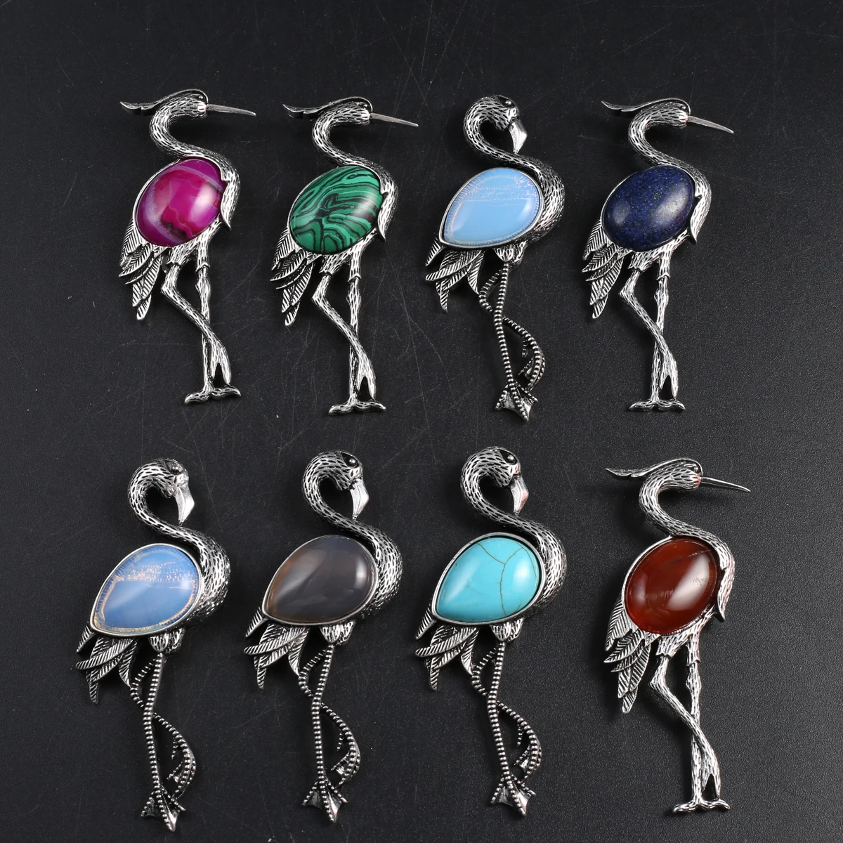 5 PCS Delicate Alloy Pendant Flamingo Shaped Brooch Inlaid with Natural Semi Precious Stones Charm Jewelry Accessories DIY Gift
5 PCS Delicate Alloy Pendant Flamingo Shaped Brooch Inlaid with Natural Semi Precious Stones Charm Jewelry Accessories DIY Gift