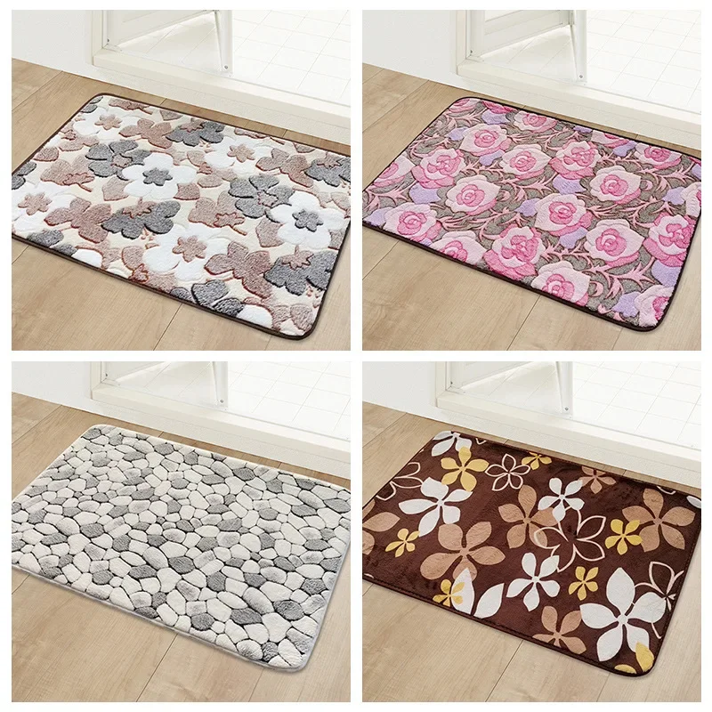 

Bathroom Foot Mat Bedroom Entrance Doormat Home Kitchen Floor Bath Door Decor Carpet Shower Room Bathtub Absorbent Anti-Slip Rug