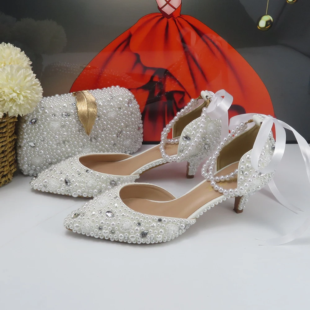 2024 Spring New Arrival White Pearl Fashion Bridals Shoes and bag Pointed Toe Woman Party Shoes High Heel Ankle Strap Buckle Sho
2024 Spring New Arrival White Pearl Fashion Bridals Shoes and bag Pointed Toe Woman Party Shoes High Heel Ankle Strap Buckle Sho