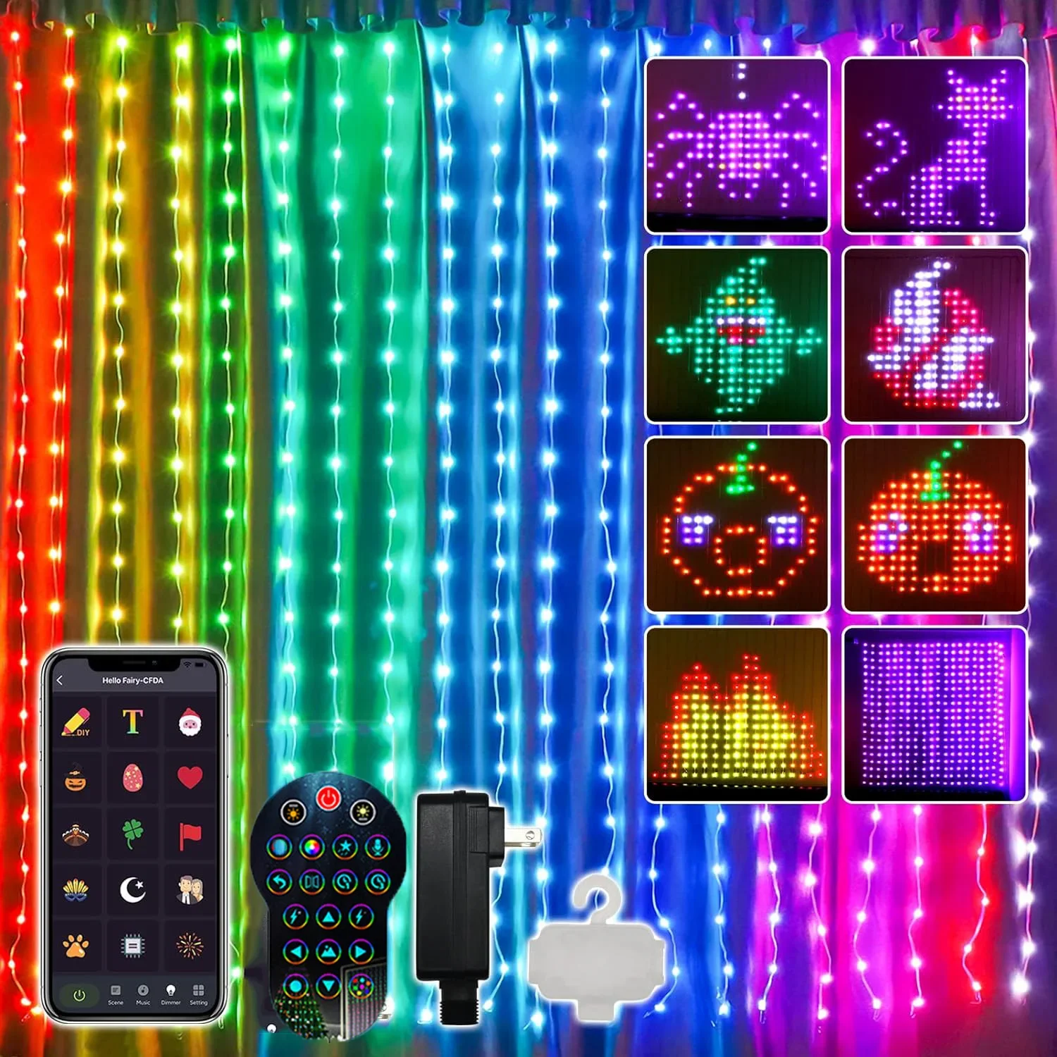 3x3M Smart Curtain Lights APP Control Programmable LED Window Curtain Fairy String Light RGBIC Garland Light for Party Wedding
3x3M Smart Curtain Lights APP Control Programmable LED Window Curtain Fairy String Light RGBIC Garland Light for Party Wedding