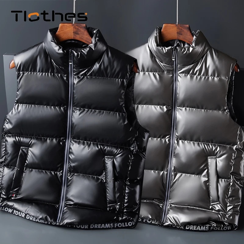 

Fall Winter Mens Vests Outerwear Black Puffer Vest Men Plus Size 7XL 8XL Puffy Vest Men Quilted Jacket Casual Padded Jacket Coat