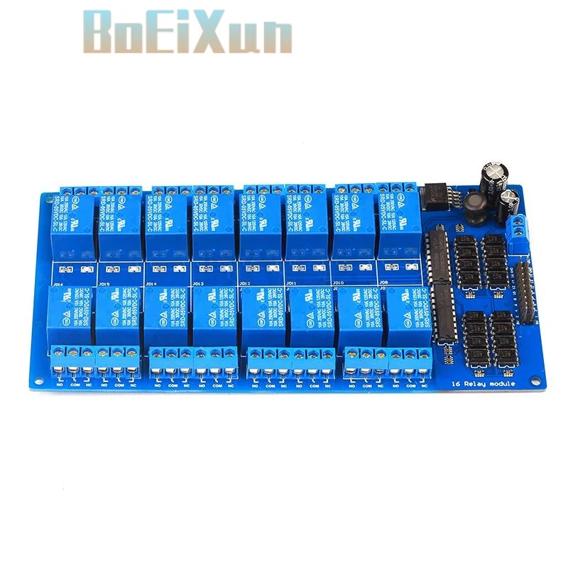 

16 Channel Relay Shield Module DC 5V 12V 24V with Optocoupler LM2576 Microcontrollers Interface Power Relay For Arduino DIY Kit