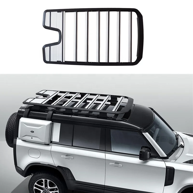 

Aluminum Alloy Top Roof Rack Rail Luggage Boxes Folding Ladder Equipment Box basket For Land Rover Defender 2020 2021