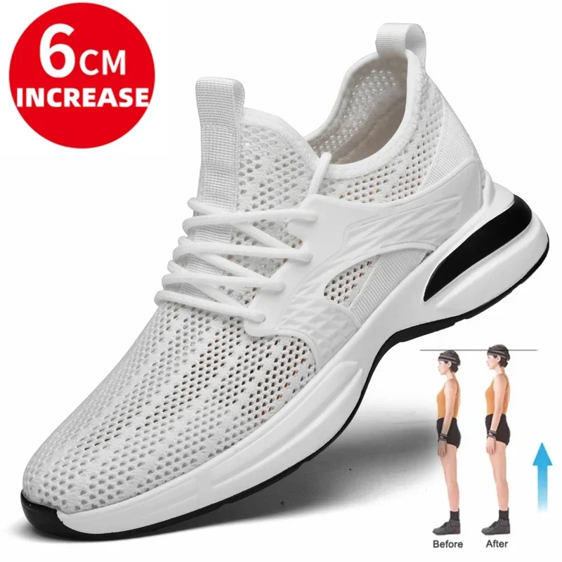 

Men Summer Sneakers Breathable Elevator Height Increase Shoes for Height Increasing Shoes Mesh Insole 6cm