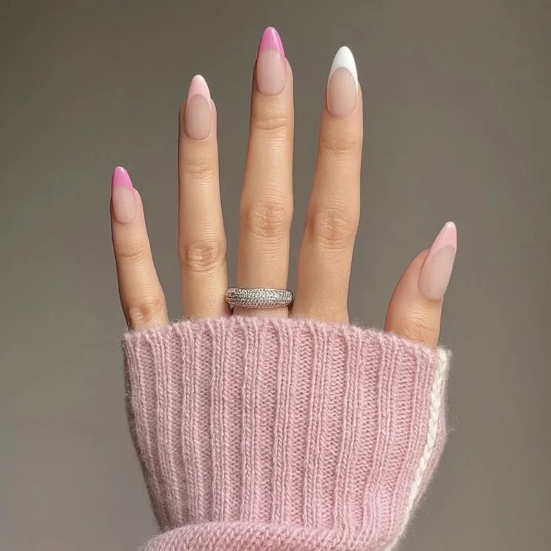 24P French Pointed Manicure Press On Nail Art Acrylic Coffin Artificial Fake Nails Ballet Wearing Reusable False Nails With Glue
24P French Pointed Manicure Press On Nail Art Acrylic Coffin Artificial Fake Nails Ballet Wearing Reusable False Nails With Glue