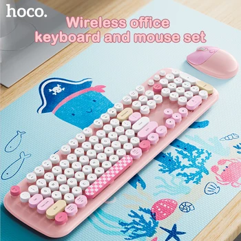 HOCO USB 사일런트 블루투스 키보드 및 마우스, 아이패드, 샤오미, 삼성, 화웨이, 휴대폰 태블릿, 무선 키보드, 안드로이드, IOS용, 2.4G