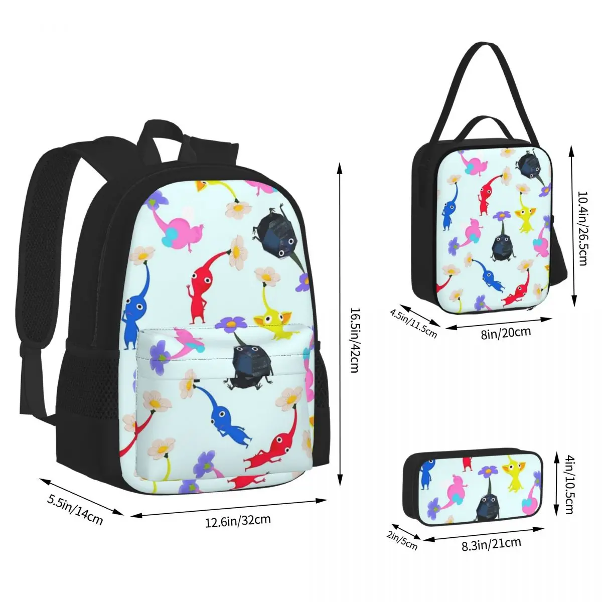 Pikmin Backpacks Boys Girls Bookbag Students School Bags Cartoon Kids Rucksack Lunch Bag Pen Bag Three-Piece Set
Pikmin Backpacks Boys Girls Bookbag Students School Bags Cartoon Kids Rucksack Lunch Bag Pen Bag Three-Piece Set