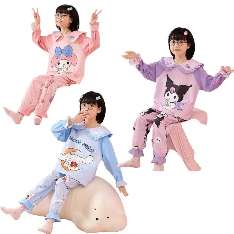 Детская Пижама Sanrios Kawaii аниме Kuromi мультфильм с длинными рукавами принцесса Домашняя одежда тонкая весна лето впитывающий влагу подарок для девочки
Детская Пижама Sanrios Kawaii аниме Kuromi мультфильм с длинными рукавами принцесса Домашняя одежда тонкая весна лето впитывающий влагу подарок для девочки