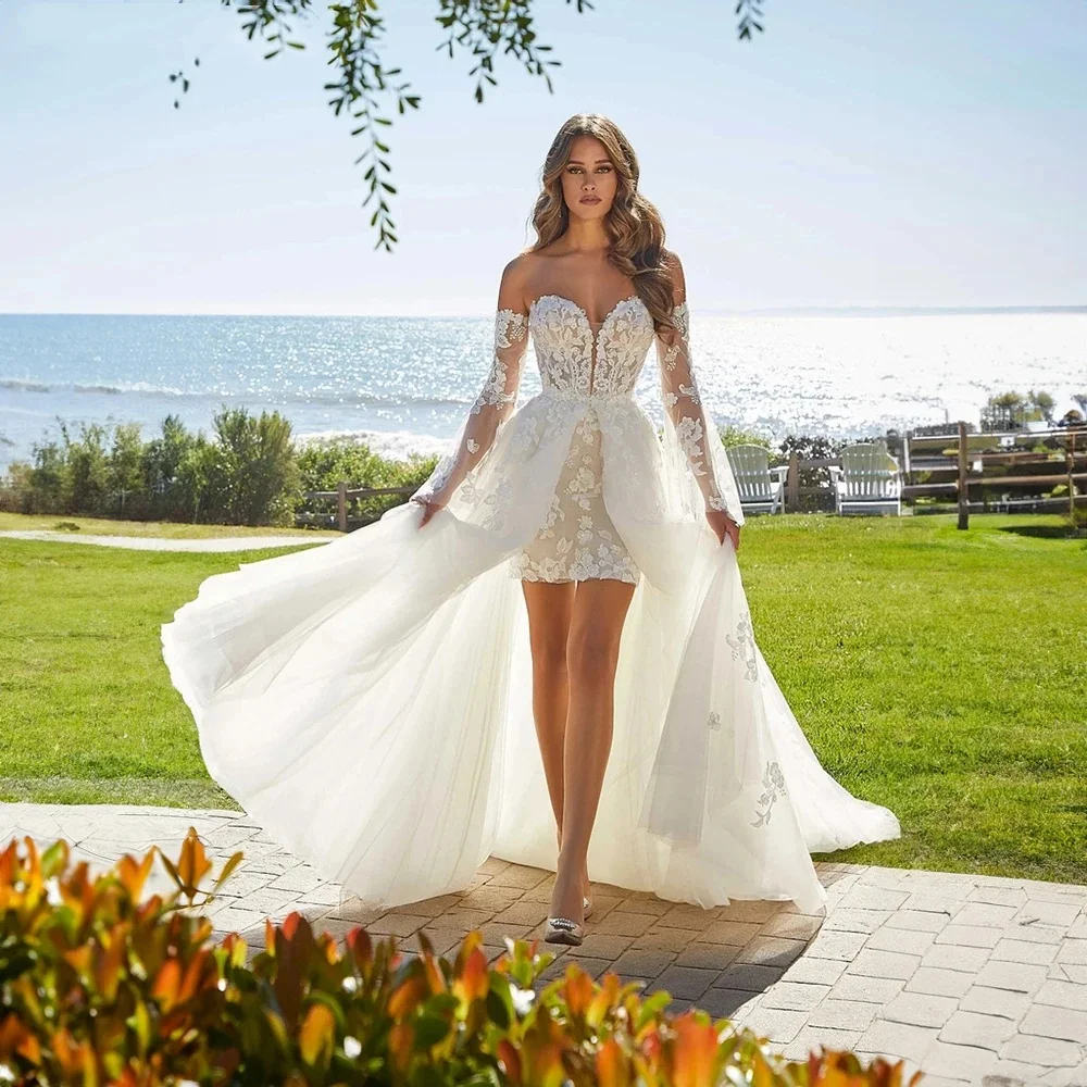 Новинка 2024, уникальное свадебное платье со съемным шлейфом и рукавами, сексуальное мини-платье-футляр с 3D цветочной аппликацией, свадебное платье, платья для женщин
Новинка 2024, уникальное свадебное платье со съемным шлейфом и рукавами, сексуальное мини-платье-футляр с 3D цветочной аппликацией, свадебное платье, платья для женщин