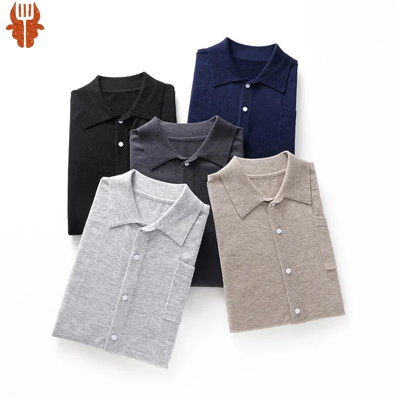 2024 Spring New Men's Polo Neck Long Sleeve Shirt Cardigan 100% Merino Wool Knitted Top Jacket Solid Casual
2024 Spring New Men's Polo Neck Long Sleeve Shirt Cardigan 100% Merino Wool Knitted Top Jacket Solid Casual