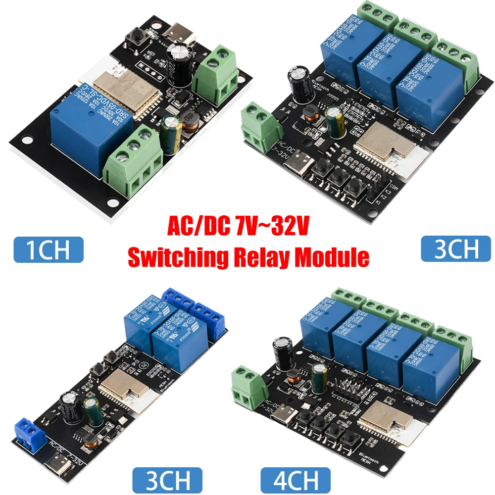 1/2/3/4 Channel AC/DC7V~32V Smart BT Switch Relay Module Wireless Switch Phone Remote Control Self locking Relay Board for Mijia
1/2/3/4 Channel AC/DC7V~32V Smart BT Switch Relay Module Wireless Switch Phone Remote Control Self locking Relay Board for Mijia